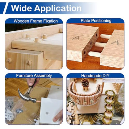 220Pcs Wooden Dowel Pin Assortment Kit, 4 Sizes(1/4", 5/16", 3/8") - size: Mix (6.35mm, 7.94mm, 9.53mm) - 4 Sizes