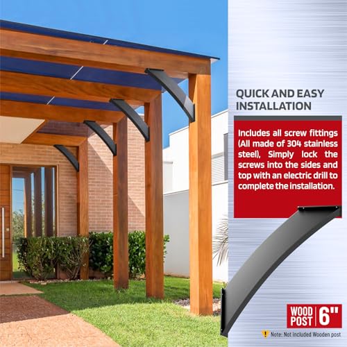 Q235-Steel Integrated Arc 45 Degree Pergola Support Bracket 4''x4''（Actual Tube Dia: 3.2''x 3.2''） Heavy Duty 4Pack - size: 3.2”x3.2”-Fixed Angle