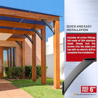 Q235-Steel Integrated Arc 45 Degree Pergola Support Bracket 4''x4''（Actual Tube Dia: 3.2''x 3.2''） Heavy Duty 2Pack - size: 3.2”x3.2”-Fixed Angle