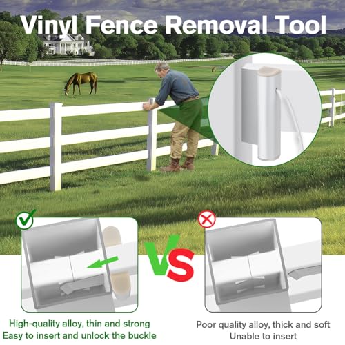 Vinyl Fence Rail Removal Tool, Vinyl Fence Railing Remover Tab Rail Remover, Fence Panel Gate Picket Split Repair for Quick Removal and Replacement, Suitable for Fences of 5-1/2" and Above in Length