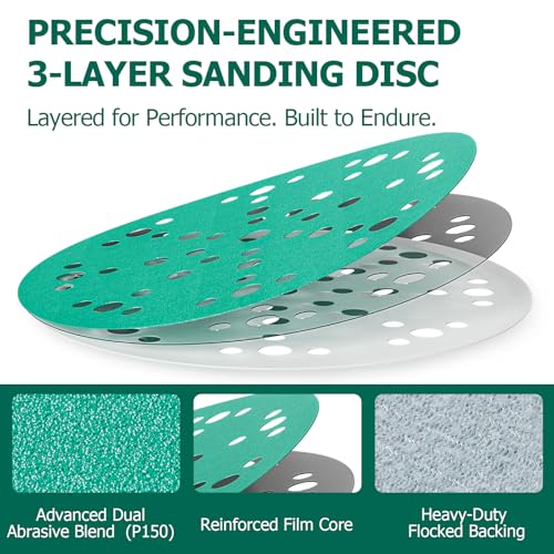 6" Assorted Grit Sanding Discs, 49-Hole Hook & Loop for Festool, 50 Pcs - style: Mixed Grit