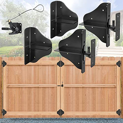 Fence Gate Kit Gate Hardware with Gate Latch for Single and Double Doors - Updated 90 Degree Right Angle Gate Hinges - Anti Sag Gate Kit - Gate Corner Brace Bracket (2 Set) - size: No Sag Gate Kit 2 Set