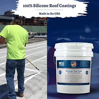100% Silicone Roof Coating for RV & Flat Roofs, White, 4.75 Gallon - color: White