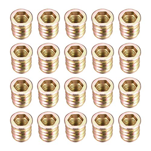 uxcell Wood Furniture M10x20mm Threaded Insert Nuts Interface Hex Socket Drive 20pcs - size: M10x20mm