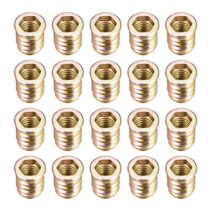 uxcell Wood Furniture M10x20mm Threaded Insert Nuts Interface Hex Socket Drive 20pcs - size: M10x20mm
