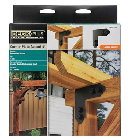 Deck Plus Laredo Sunset 90 Degree Outside Angle, 4in, 1 Pack, Black