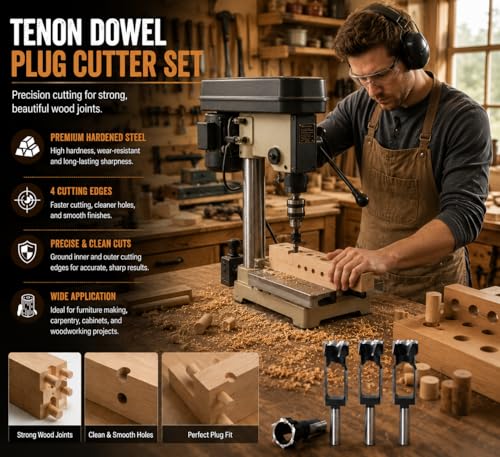 1-3/4 in. Wood Tenon Dowel Plug Cutter Tenon Cutter Plug Maker Woodworking Drill Bit - size: 1-3/4"