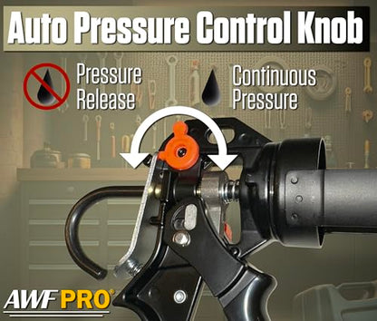AWF PRO 10 oz Dual Thrust Caulk Gun, 25:1 or 12:1 Thrust Ratio - size: 10 oz, style: Pack of 1