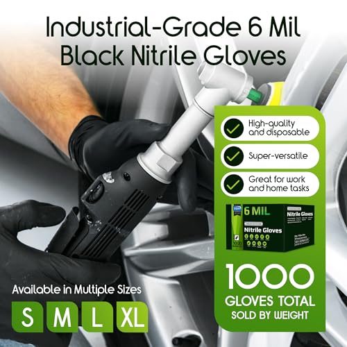 Inspire Black Nitrile Gloves HEAVY DUTY 6 Mil Nitrile Chemical Resistant Medical Cooking Cleaning Disposable Black Gloves - size: XXL, style: Black 6mil Case of 1000