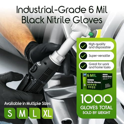 Inspire Black Nitrile Gloves HEAVY DUTY 6 Mil Nitrile Chemical Resistant Medical Cooking Cleaning Disposable Black Gloves - size: XXL, style: Black 6mil Case of 1000