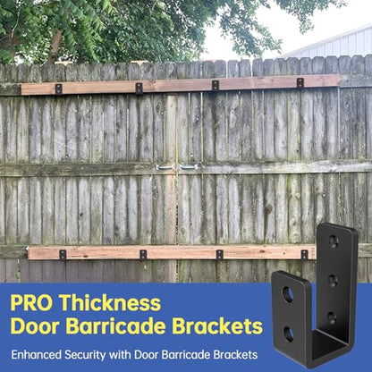 2x4 Door Barricade Brackets (8pcs),1/4" Thickness Heavy-Duty Metal U Bracket for Home, Garage, Gate, Barn, Shed， Black - color: 8 pack-6MM