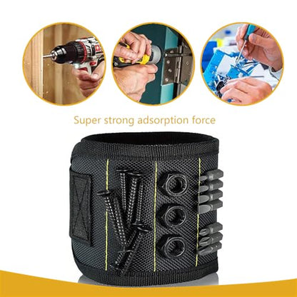 Magnetic Wristband for Holding Tools with 15 Magnets for Screws and Nails