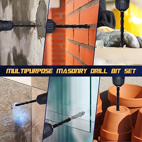 DYRECELVE 12-Piece Masonry Drill Bit Set, Concrete Bits, Carbide Cross Tip - style: Concrete Drill Bit (Carbide Cross Tips)