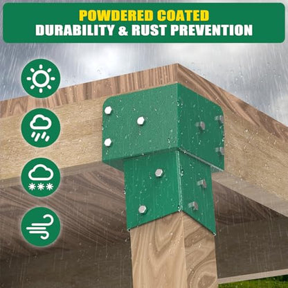 Dolibest Heavy Duty Deer Stand Brackets, 4x4 Compound Angle Bracket, Powder Coated Elevated Bracket for Outdoor Platforms, Deer Hunting, Shooting Shack, Observation Decks& Tree Houses (4Pack) - color: D: Green-4Pcs