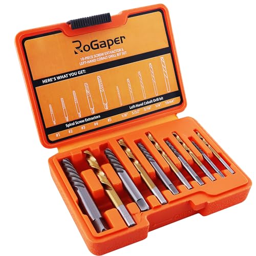 Screw Extractor and Left Hand Drill Bits Set, Bolt Remover Reverse Cobalt HSS Steel Drill Bit for Rounded-Off, Damaged Bolts, Screws&Studs Removal Tool - style: Screw Extractor 10PCS