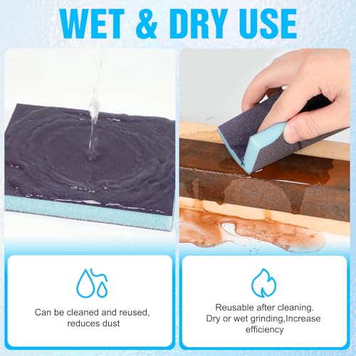 12 Pack Sanding Sponge, Washable and Reusable Sanding Blocks 400 Grit Wet Dry Sand Paper for Wood Drywall Metal Furniture - size: 400 Grits