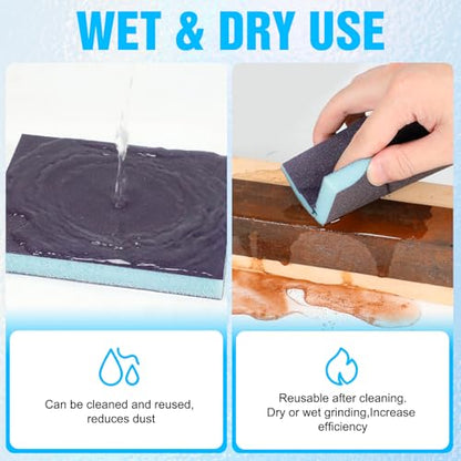 12 Pack Sanding Sponge, Washable and Reusable Sanding Blocks 400 Grit Wet Dry Sand Paper for Wood Drywall Metal Furniture - size: 400 Grits