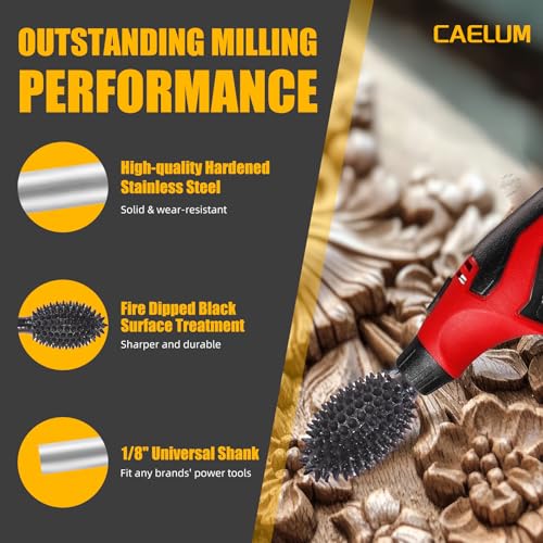 CAELUM Flame Carbide Rotary Burr 1 Pcs, 1/8" Very Coarse Wood Carving Kit - color: Flame