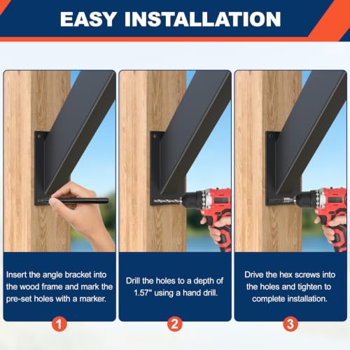 8PCS 45-Degree Angle Support Bracket, Heavy Duty Pergola Connector Kit - size: 4"x4" 8pcs