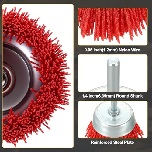 DTGN 6 Pcs Wire Wheel Cup Pen Brush Set for Drill, 1/4 Inch Round Shank