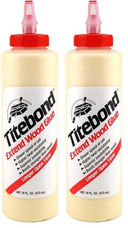 Titebond Extend Wood Glue, Bonds Stronger Than Wood, Longer Assembly Time, Woodworking, Home Repair, Interior, 16 oz. 9104 (Pack of 2) - size: 16 fluid ounces (Pack of 2), style: Titebond I