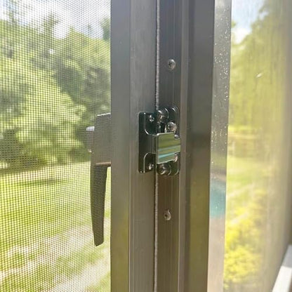Pneumatic Door Closer Kit for Screen and Storm Doors, Includes Push Button Latch and Protector Chain Spring (Black All-in-One, 1 Set) - style: Black All-in-One