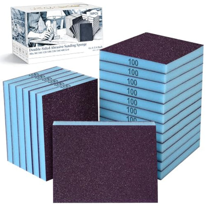 18 Pack Wet Dry Sanding Sponge Set, 100 Grit Foam Blocks Sandpaper - style: 100 Grit