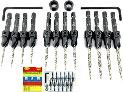 FTG USA 12 Pc Set (4 Each #4#6#8) Tapered Countersink Drill Bit Hex Shank - size: #4#6#8, style: Same Sort 4 Pc