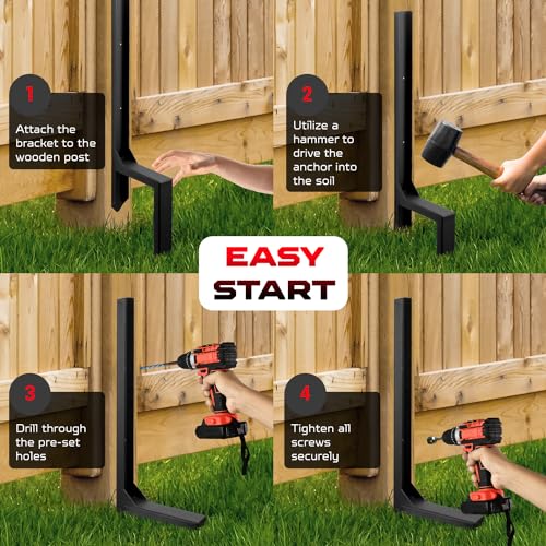 Heavy Duty Fence Post Repair Kit, Anchor Spike, Double-Leg, Set 6 - color: Set 6