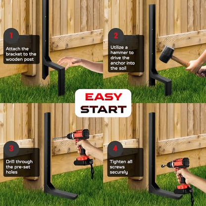 Heavy Duty Fence Post Repair Kit, Anchor Spike, Double-Leg, Set 6 - color: Set 6