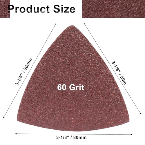 100 Pcs Triangle Sanding Pads, 80mm, 60 Grit - size: 60 Grit