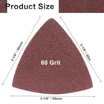 100 Pcs Triangle Sanding Pads, 80mm, 60 Grit - size: 60 Grit