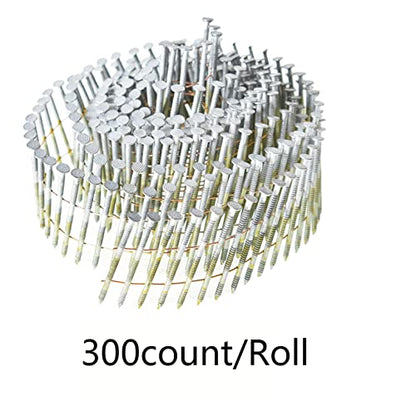 15-Degree Collated Wire Coil Siding Nails 1-1/4Inch x 0.092Inch 3600 Count Full Round-Head, Ring Shank, Hot-Dipped Galvanized for Rough Nailing of Lathing and Sheathing Materials - size: 1-1/4Inch