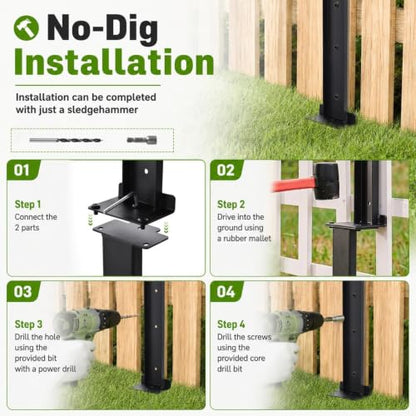 4 Pack Fence Post Repair Kit, Heavy Duty Fence Post Anchors Ground Stakes