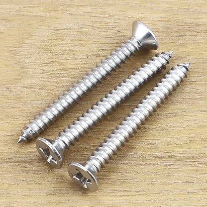 #14 x 2-3/8" Flat Head Sheet Metal Screws, 304 Stainless Steel (18-8), Phillips Drive, Self Tapping, Corrosion Resistant Screws for Wood, Sheet Metal and More, 25 Pack - size: #14 x 2-3/8"