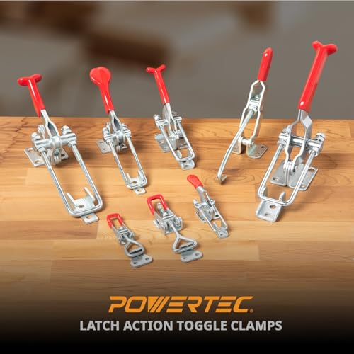 POWERTEC Toggle Clamp, 400 lbs Holding Capacity, 323 Adjustable U Bolt Latch w/Antislip Hand Grip for Woodworking Jigs & Fixtures, Tire Carrier, Tool Box, Cabinet (20310-P2), 2 count, Pack of 1 - size: 323, 2PK