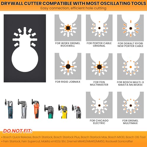 Square Drywall Outlet Cutter for Oscillating Tools, Black, 2 Pack - color: Black