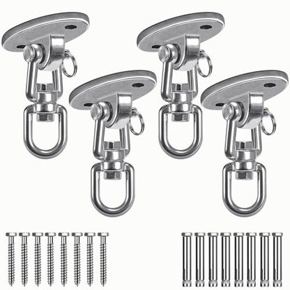 SELEWARE Ceiling Swing Mount Stainless Steel Swing Hangers Swing Hook 4 Pcs - color: Silver - 360° Swing Hanger ( 4 Pack )