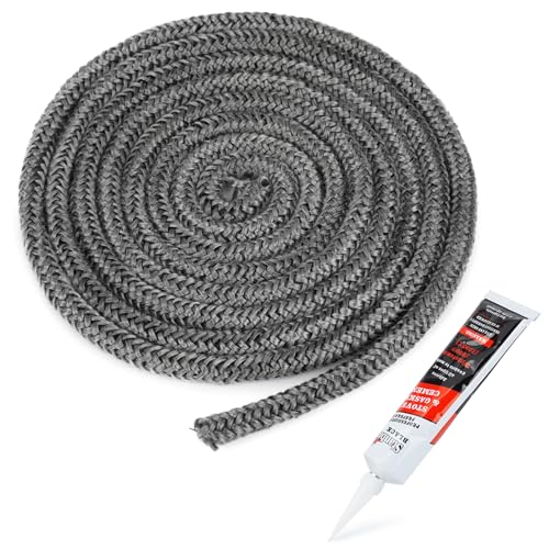 Stanbroil 1/4" x 84" Wood Stove Gasket Kit with High Temperature Adhesive - size: 1/4" x 84" Rope