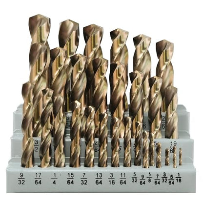 KENDO M35 Cobalt Drill Bit Set, 29PCS 1/16-1/2 Inch Metal Index - style: 29 pcs Metric Cobalt