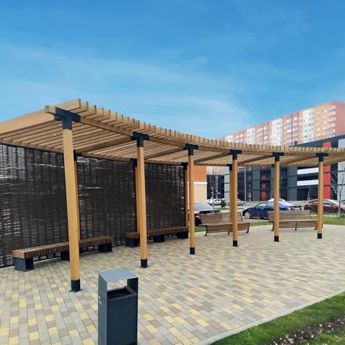 4x4 Pergola Brackets Kit, 3.6 in, 2 4-Way Corners, 2 Post Bases - color: 4-Way+Post Base--4Pack