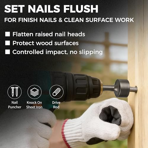 SDS Plus Nail Setter Tool – Hammer Drill Attachment for Setting Finish Nails Flush in Wood - style: Nail Setter