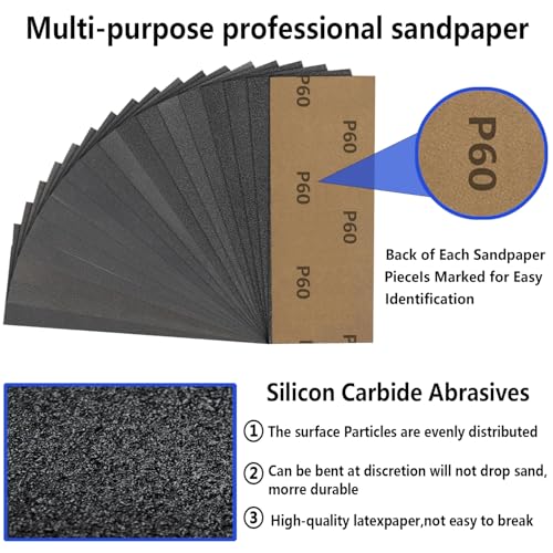30PCS 2000 Grit Sandpaper, 9 x 3.6 Inch Wet Dry Coarse Sand Paper for Wood Furniture Finishing Drywall Metal Sanding Paper, Automotive Sandpaper Sheets - size: 93x230mm, style: 2000Grit