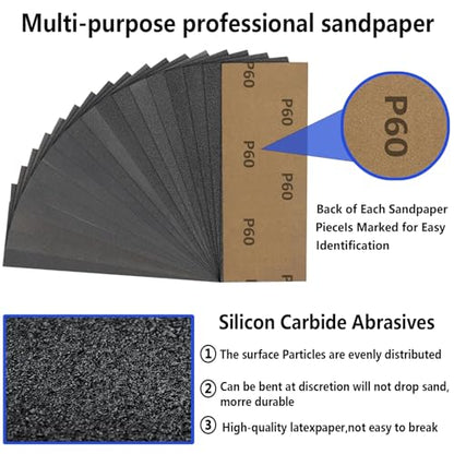 30PCS 2000 Grit Sandpaper, 9 x 3.6 Inch Wet Dry Coarse Sand Paper for Wood Furniture Finishing Drywall Metal Sanding Paper, Automotive Sandpaper Sheets - size: 93x230mm, style: 2000Grit