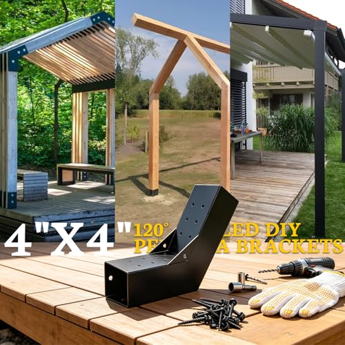 30 Degree 2-Way Pegola Bracket,13-Gauge Slant Post Roof Brackets for 4"x4" (Actual:3.5"x3.5") Lumber,DIY Woodwrok Slant Post Brackets for Patio Pergolas,Gazebos,Log Cabin(4Pack) - size: 4x4 inchs