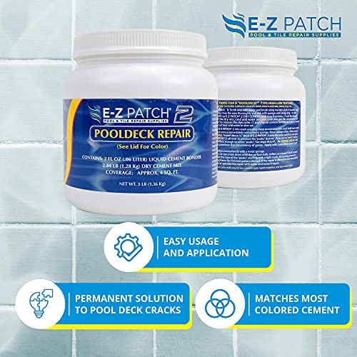 2 Pool Patch Repair Kit for Pool Decks and Patios, DIY Concrete Repair (Sand Buff, 3 lbs.)