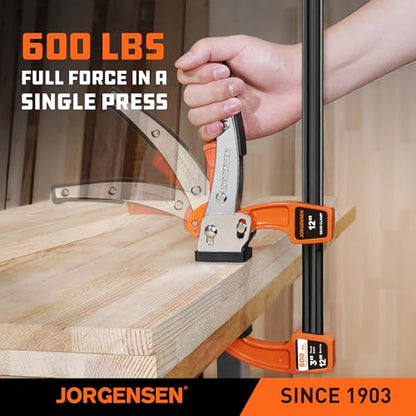 Jorgensen 12-Inch Bar Clamp Set, Ratcheting Bar Clamps, 2 Pack - size: 12 Inch