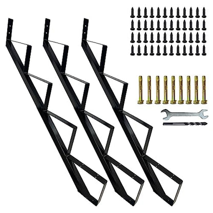 4 Step Metal Stair Step Steel Riser Stringers for 34.7" Height Deck, 3Packs - size: 4 Steps