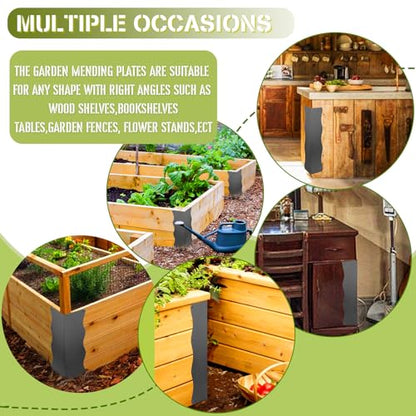 8Pcs Heavy Duty Metal Raised Garden Bed L-Shape Corner Brackets (11"x3"x3") - color: Black