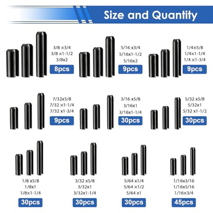 230Pcs Roll Pin Assortment Kit SAE Slotted Spring Pins 1/16 5/64 3/32 1/8 5/32 3/16 7/32 1/4 5/16 3/8 Inch for for Home Improvement Automotive Repair - size: 230Pcs